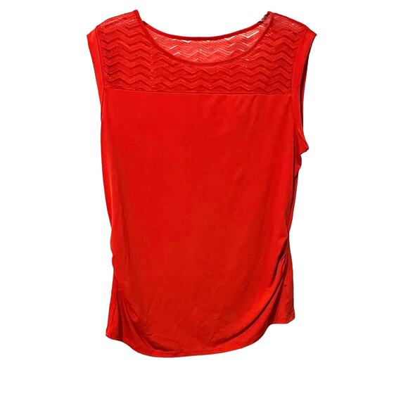 NEW YORK & CO. STRETCH SLEEVELESS BLOUSE, WOMENS, L, ORANGE, PULL-ON, ROUND NECK - Picture 1 of 9